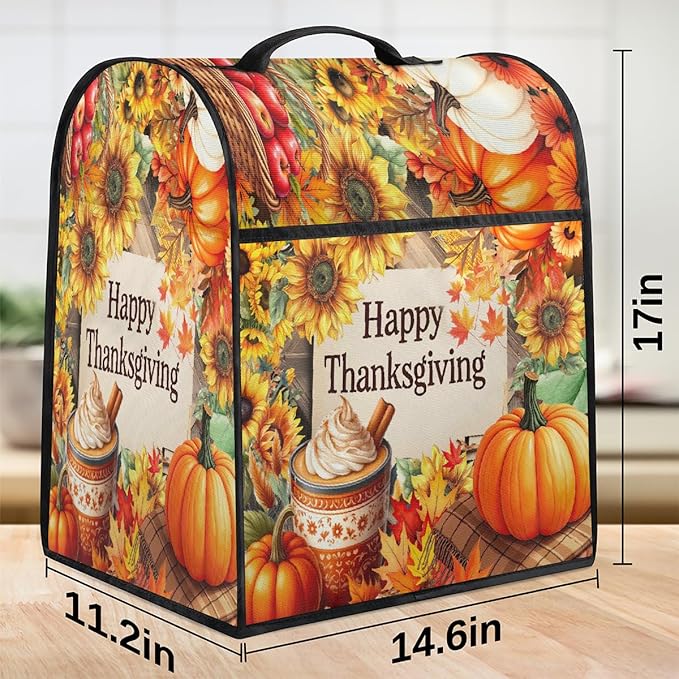 cfpolar Kitchen Aid Mixer Cover Compatible with 6-8 Quarts Thanksgiving Pumpkin Apples Stand Mixer Cover Kitchen Aid Mixers Accessories Appliance Organizer Bag Dust Covers with Zipper Pocket