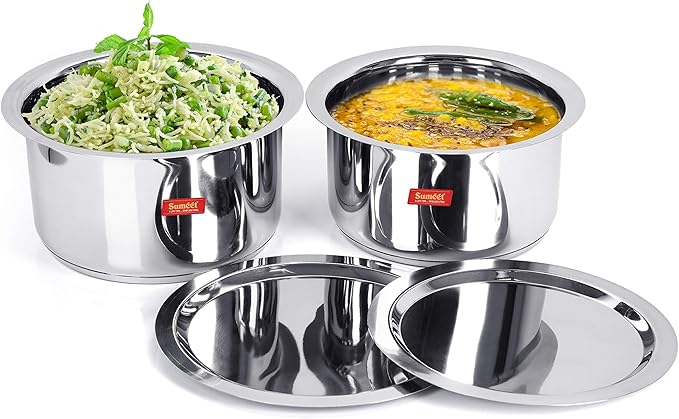 Sumeet Stainless Steel Tope Set 5 L 6 L 2 Piece (Steel) 1 Liter