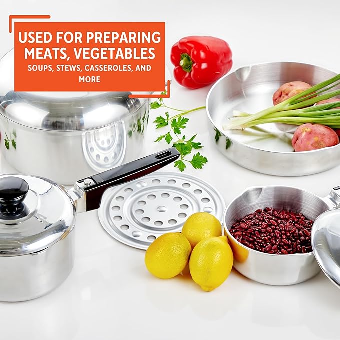 IMUSA USA Heavy Duty 8-Piece Cast Aluminum Cajun Cookware Set Silver