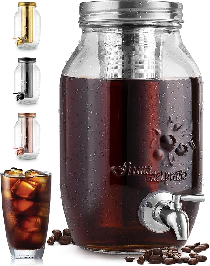 Zulay Kitchen 1.5 Liter Cold Brew Coffee Maker with EXTRA-THICK Glass Carafe &amp Stainless Steel Mesh Filter - Premium Iced Coffee Maker Cold Brew Pitcher &amp Tea Infuser