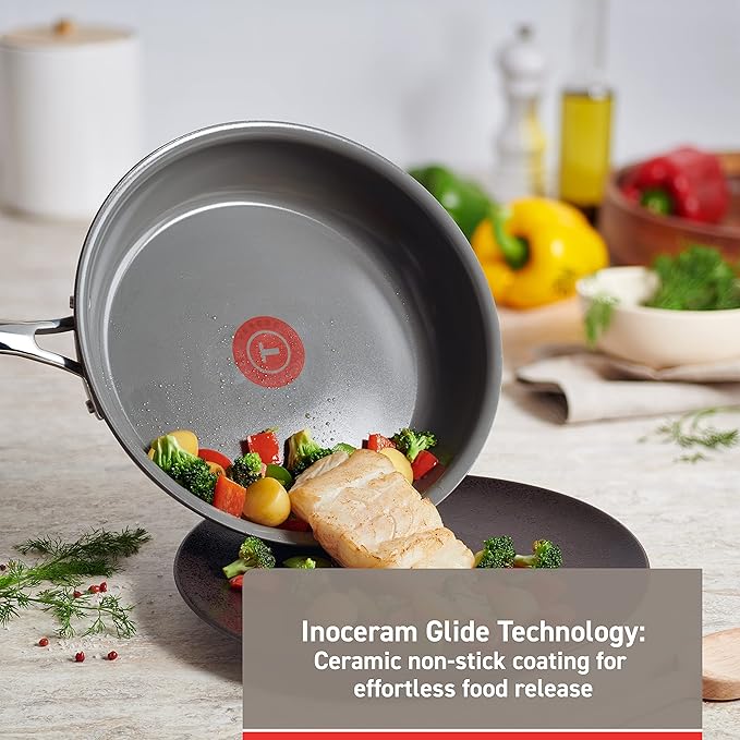 T-fal Ceramic Non-Stick Induction 10.5 and 12 Inch 2 piece Frypan Set Mint Green