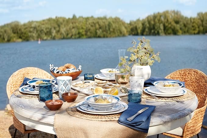 Lenox 895323 Blue Bay Melamine 16-Piece Dinnerware Set Lightweight Melamine Material