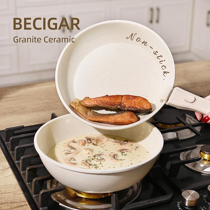 23pcs Ceramic Pots and Pans Set Nonstick Detachable Handle Cookware Induction Kitchen Cooking Set with Removable Handleinclude Frying Pans &amp Saucepans Oven Safe Induction Stackable Set