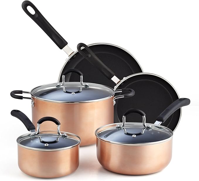 Cook N Home Copper/Brown 8-Piece Nonstick Heavy Gauge Cookware Set2581