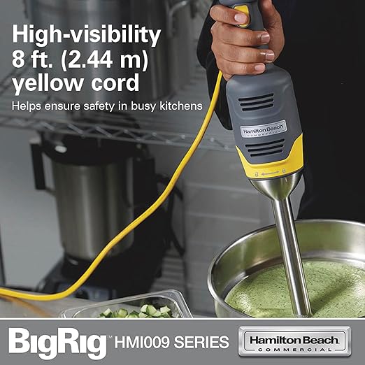Hamilton Beach Commercial HMI009 BigRig Compact Immersion Blender with 9 Inch Shaft Up to 3 Gallons Capacity Variable Speed Easy to Use NSF Certified