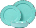 12 Pcs Melamine Dinnerware Sets Kitchen Plates and Bowls Set Camping Picninc Serving Dishes for Indoor Outdoor Dinner Plates Dishwasher Safe BPA Free Unbreakable Round Plates Turquoise