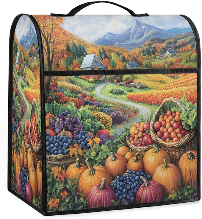 cfpolar Kitchen Aid Mixer Cover Compatible with 6-8 Quarts Autumn Grapes Pumpkin Maple Leaves Stand Mixer Cover Kitchen Aid Mixers Accessories Appliance Organizer Bag Dust Covers with Zipper Pocket