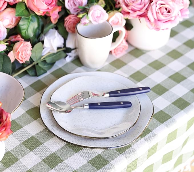 ANNOVA Silverware Set Retro/Rivet Colorful Stainless Steel Tableware Kitchen Flatware Set Utensils Includes Dinner Knives Forks Spoons Salad Forks &amp Dessert Spoons (Navy Blue 20 Pieces)