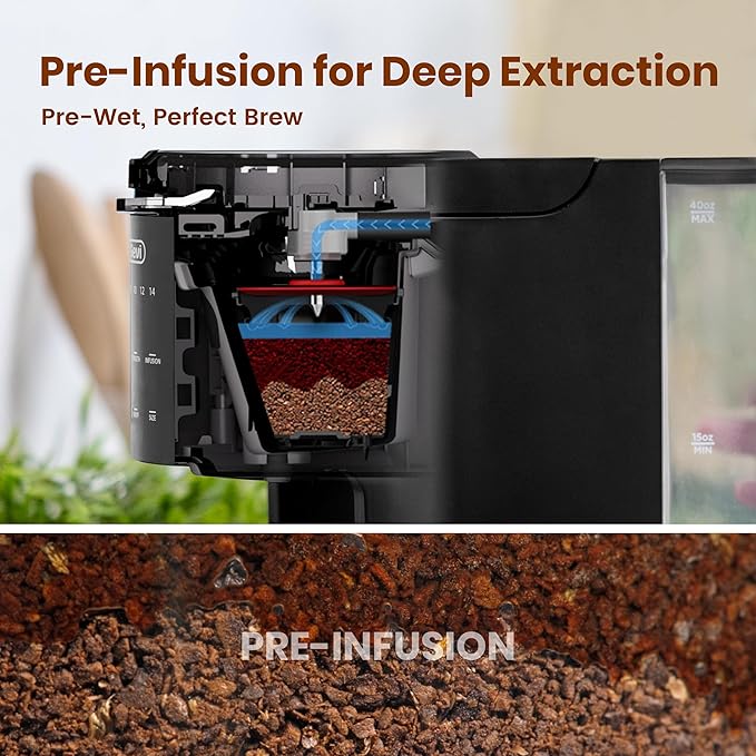Gevi Single Serve Coffee Maker for K Cup and Ground Coffee Pod Coffee Maker with 40oz Water Reservoir 6 to 14 oz. Brew Sizes Black