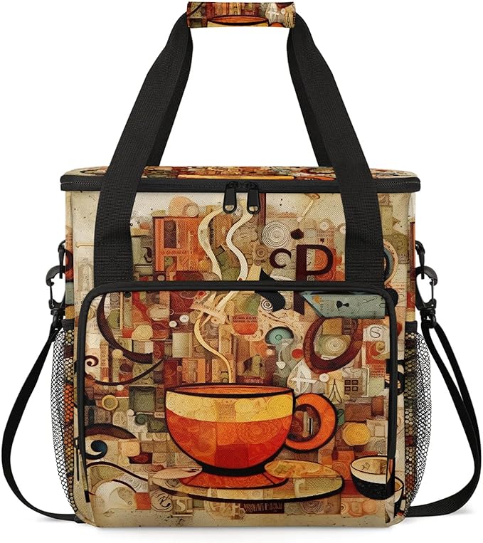 Coffee Maker Travel Bag Compatible with Keurig K-Mini or K-Mini Plus Single Serve Coffee Brewer Carrying Case with Multiple Pockets for K-Cup Pods Storage Bag With Shoulder Strap(Bag Only)