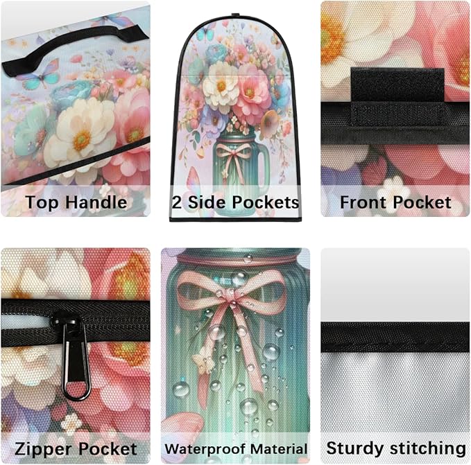 Kitchen Aid Mixer Cover Butterfly Color Flower Stand Mixer Cover Compatible with 6-8 Quarts Stand Mixers Dust Covers with Zipper Pocket Foldable Washable Kitchen Aid Organizer Bag
