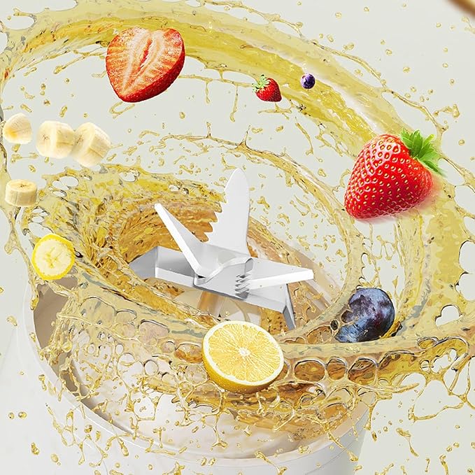 16 oz. Portable Electric Blender with Leak Proof Lid and Easy Sip Spout Mini Citrus Juicer Perfect for Smoothies Cordless USB-C Rechargeable Dishwasher Safe Parts (White)