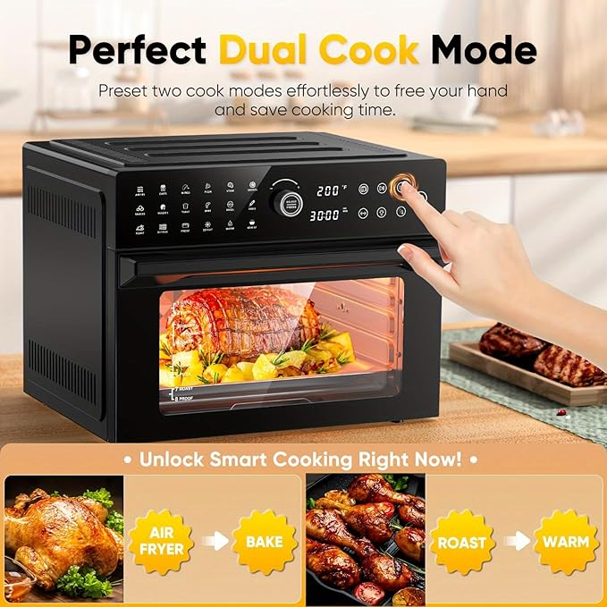 30QTOversized French Door Air Fryer Toaster Oven Combination Featuring 20 Cooking Functions And Digital Control Compatible with 13 Pizza Turkey (1)