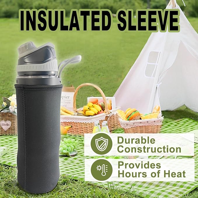 Portable Blender Anti-Jamming 300 Watt for Shakes and Smoothies 24oz Travel Blender USB Rechargeable BPA Free Sporty bottle with a Travel Lid. (Black Base Grey Lid) (Black with Insulated Sleeve)