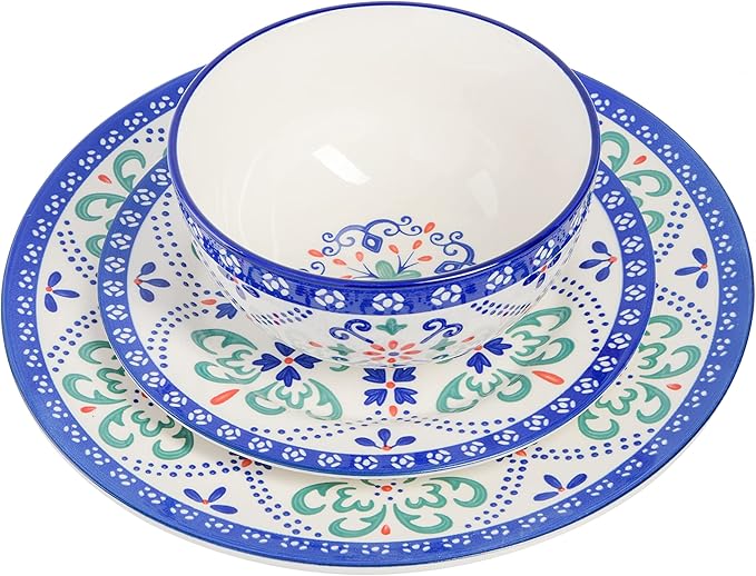 Laurie Gates by Gibson Hand Painted Tierra Mix and Match Dinnerware Set Service for 4 (12pcs) Star