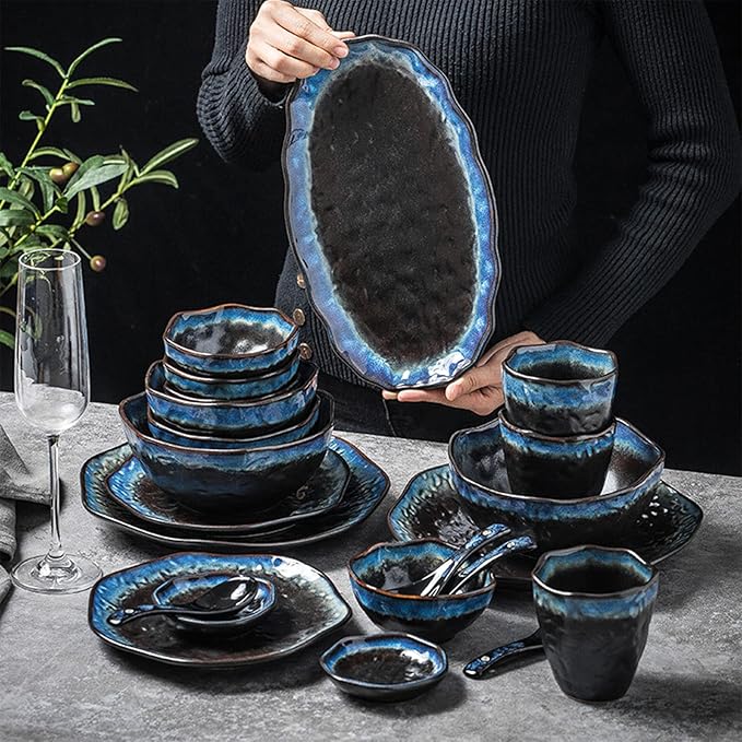 GaRcan Dinnerware Set Plates and Bowls Set Ceramics Dish Sets 20 Pieces Kitchen Porcelain Dinnerware Sets Dinner Plate Salad Plate