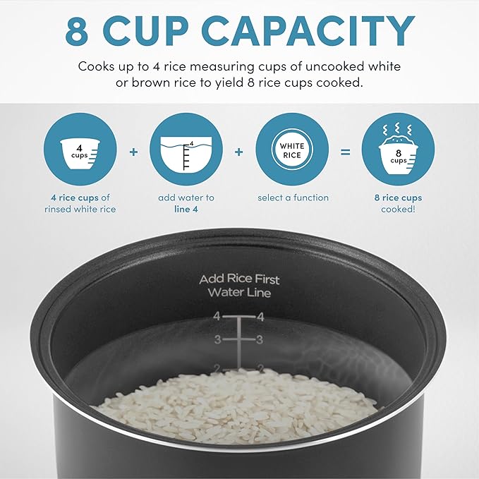 Aroma Housewares ARC-994SB Rice &amp Grain Cooker Slow Cook Steam Oatmeal Risotto 8-cup cooked/4-cup uncooked/2Qt Stainless Steel