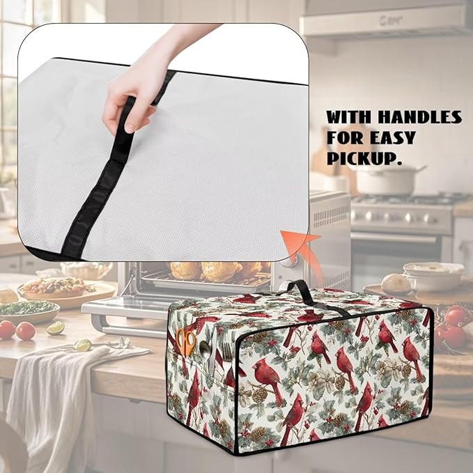 Doojoayie 8 Slice Toaster Cover Cardinal Bird Toaster Oven Cover Stain Resistant Small Appliance Dust Protector Modern Home Decor Gift for Mother Wife Women Cook
