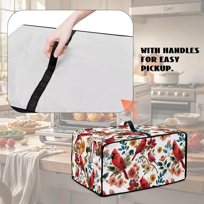 Doojoayie Cardinal Bird Toaster Cover 8 Slice Small Appliance Dust Protector Bread Making Machine Cover Compatible with Toaster/Kitchen Appliance