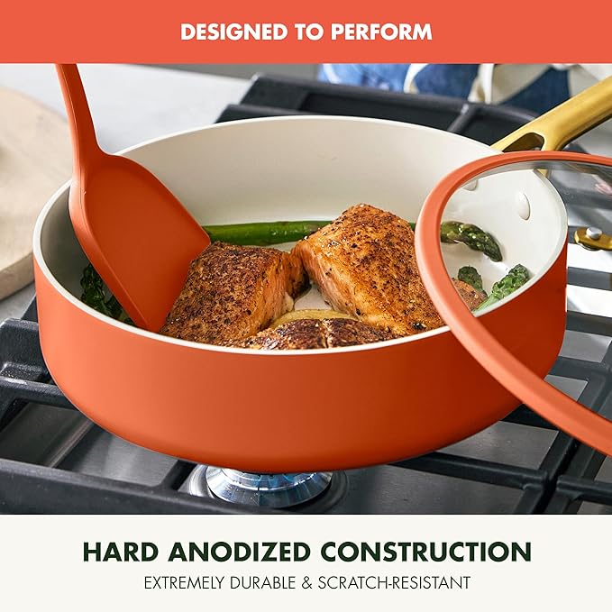GreenPan Nonstick Reserve Pro 10 Piece Cookware Set NSF Certified Ceramic Hard Anodized PFAS-Free Pots &amp Pans Set with Lids Stainless Steel Handles Oven &amp Dishwasher Safe Harvest Orange