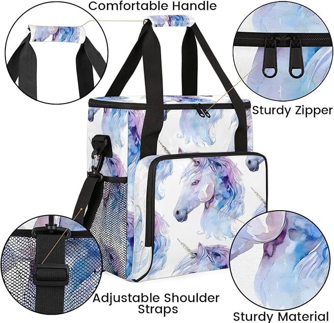Unicorn Coffee Maker Carring Bag Large Insulated Storage Organizer Case Tote Bags with Shoulder Strap for Travel Work Picnic