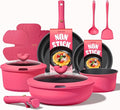 CAROTE 15pcs Pots and Pans Set Non Stick Cookware Set Non Toxic with Detachable Handle Induction Kitchen Cooking Set Dishwasher/Oven Safe RV/Camping Cookware