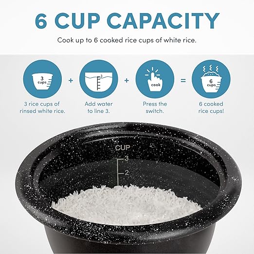 AROMA® 6-Cup (Cooked) / 1.5Qt. Bonded Granite® Rice &amp Grain Cooker ARC-863NG