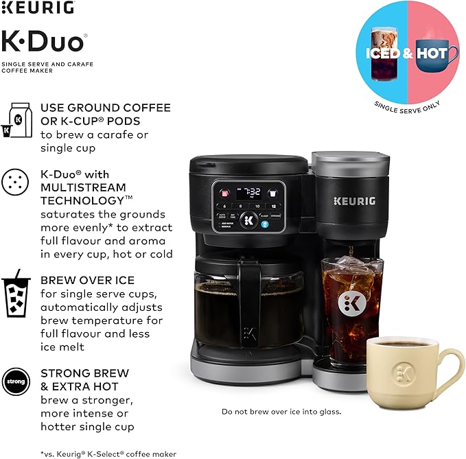 Keurig K-Duo Single Serve K-Cup Pod &amp Carafe Coffee Maker Black