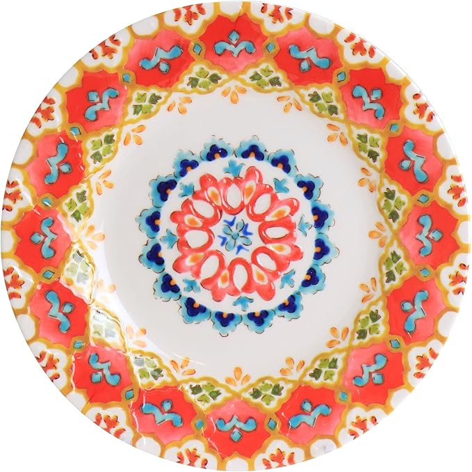 Gates California Designs 12 Piece Dinnerware Set in Multi-Color Multi Color Floral Traditional Round Dishwasher Safe
