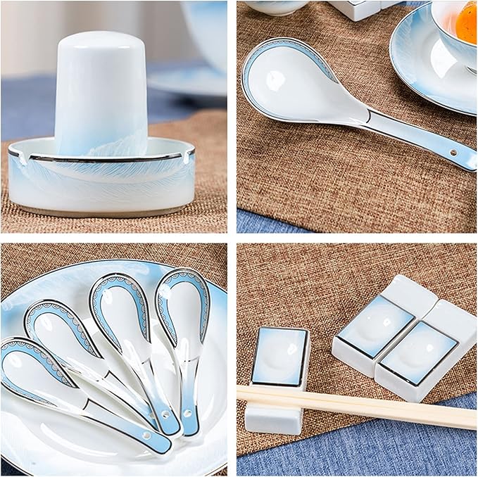 Bone China Dinner Sets Nordic Creative Phnom Penh Combination Ceramic Tableware Suit Suitable for Gifts Wedding Hotel 58 Piece