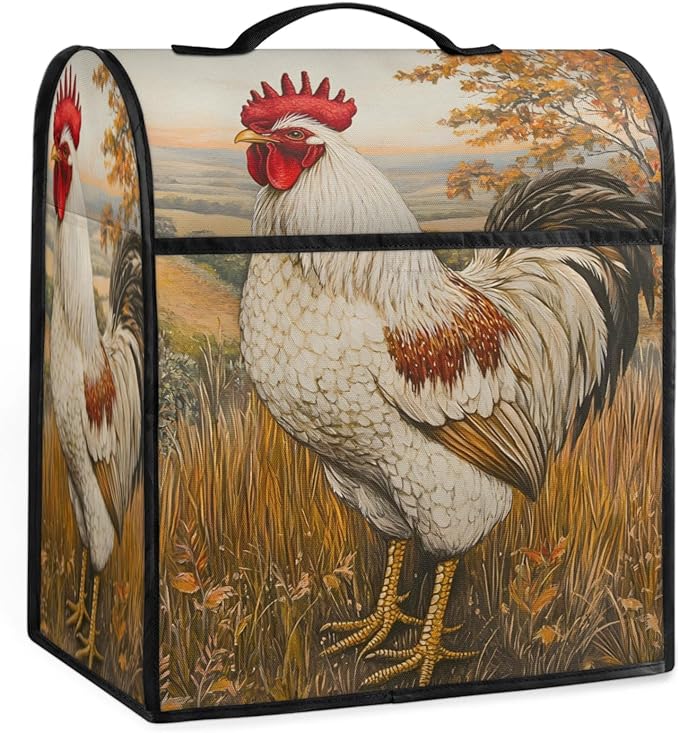 cfpolar Kitchen Aid Mixer Cover Compatible with 6-8 Quarts Watercolor Rooster Flower Stand Mixer Cover Kitchen Aid Mixers Accessories Appliance Organizer Bag Dust Covers with Zipper Pocket