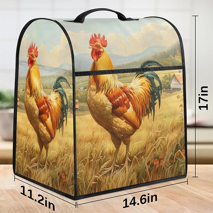 cfpolar Kitchen Aid Mixer Cover Compatible with 6-8 Quarts Rooster Farmhouse Animal Stand Mixer Cover Kitchen Aid Mixers Accessories Appliance Organizer Bag Dust Covers with Zipper Pocket