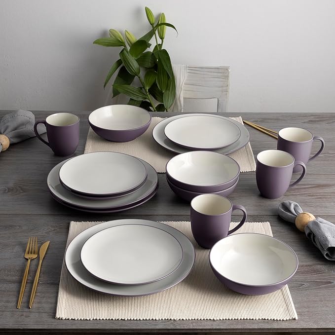 Noritake Colorwave Plum 16-Piece Coupe Dinnerware Set Service For 4