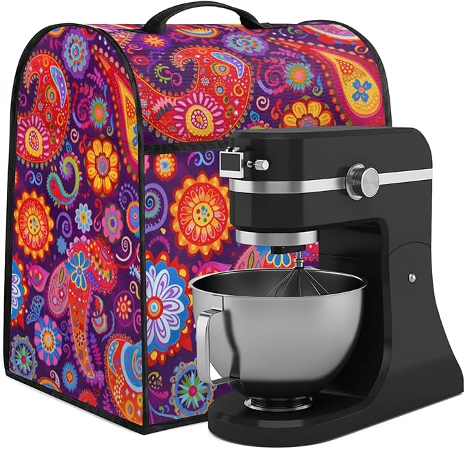 cfpolar Kitchen Aid Mixer Cover Compatible with 6-8 Quarts Mandala Paisley Flower Stand Mixer Cover Kitchen Aid Mixers Accessories Appliance Organizer Bag Dust Covers with Zipper Pocket