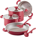 Rachael Ray 12166 8-Piece Create Delicious Stackable Nonstick Cookware Set Red Shimmer