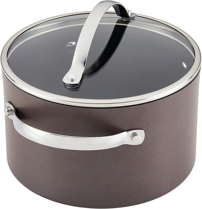 Ayesha Curry Kitchenware Professional Hard Anodized Nonstick Sauce Pot/Saucepot/Saucepan with Lid 4 Quart Charcoal