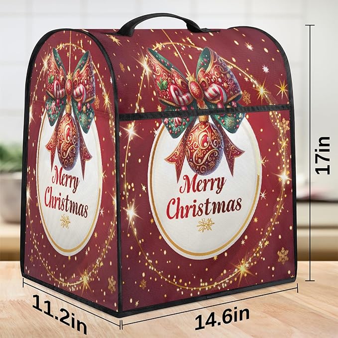cfpolar Kitchen Aid Mixer Cover Compatible with 6-8 Quarts Christmas Balls Xmas Bows Stand Mixer Cover Kitchen Aid Mixers Accessories Appliance Organizer Bag Dust Covers with Zipper Pocket