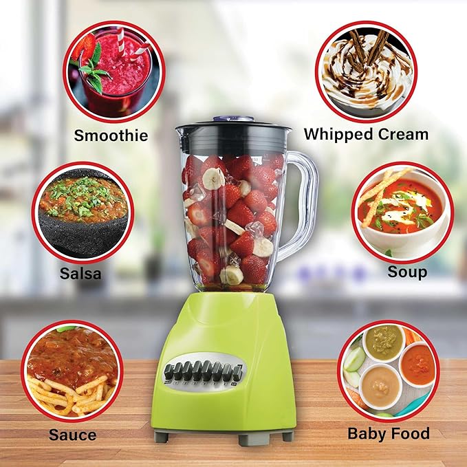 12-Speed Countertop Blender with Pulse Function – 50oz BPA-Free Jar Stainless Steel Blades Ice Crusher &amp Smoothie Maker 350W Kitchen Blender (Green)