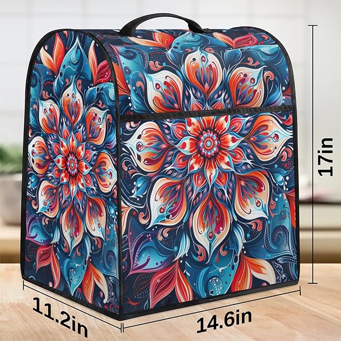 cfpolar Kitchen Aid Mixer Cover Compatible with 6-8 Quarts Ethnic Colorful Mandala Stand Mixer Cover Kitchen Aid Mixers Accessories Appliance Organizer Bag Dust Covers with Zipper Pocket