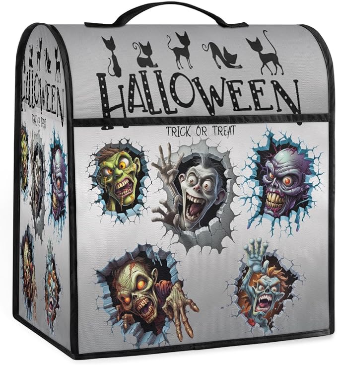 cfpolar Kitchen Aid Mixer Cover Compatible with 6-8 Quarts Halloween Funny Monsters Stand Mixer Cover Kitchen Aid Mixers Accessories Appliance Organizer Bag Dust Covers with Zipper Pocket