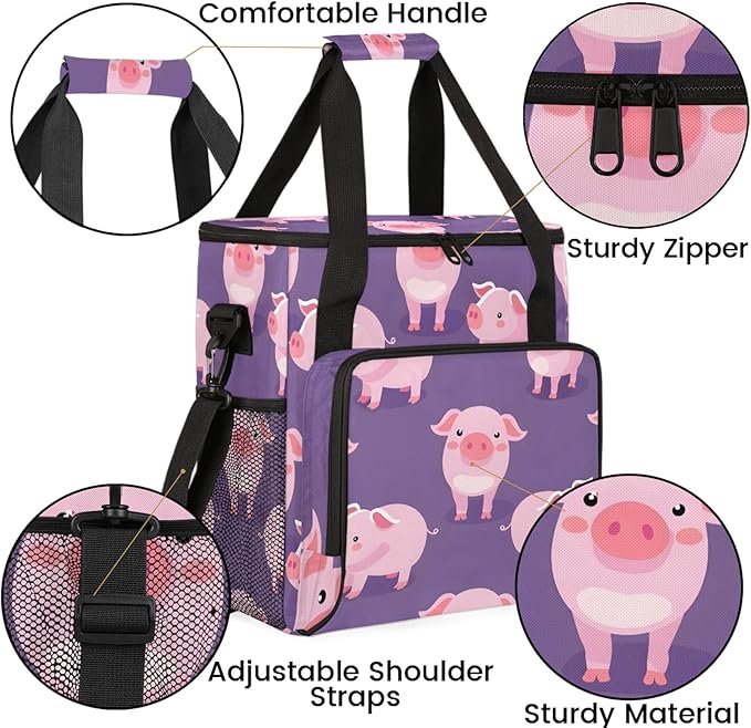 Pig Travel Coffee Maker Carrying Bag Large Organizer Storage Tote Bag Insulated Reusable Cooler Grocery Bags
