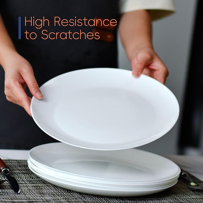 Dinnerware Sets for 6 LaGlint 18 Pieces Opal Glass Plates and Bowls Set Dishwasher and Microwave Safe Dish Dinning Ware Chip and Scratch Resistant Dishware White