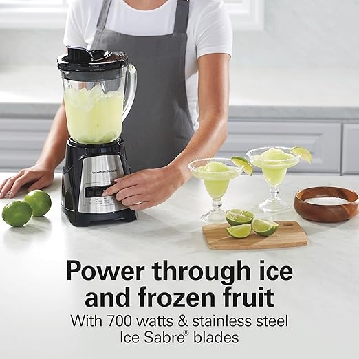 Hamilton Beach Power Elite Wave Action Blender For Smoothies 40 Oz Glass Jar 12 Functions Including Puree Crush Ice 700 Watts - Black (58148A)