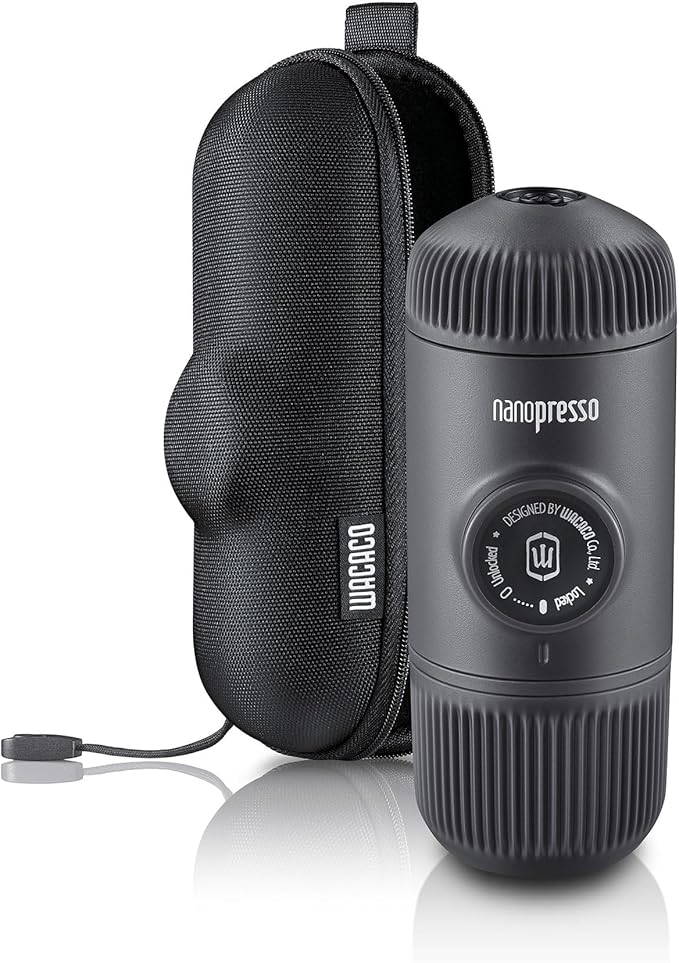 Wacaco Nanopresso Portable Espresso Maker bundled with Nanopresso Protective Case Upgrade Version of Minipresso 18 Bar Pressure Extra Small Travel Coffee Maker Manually Operated