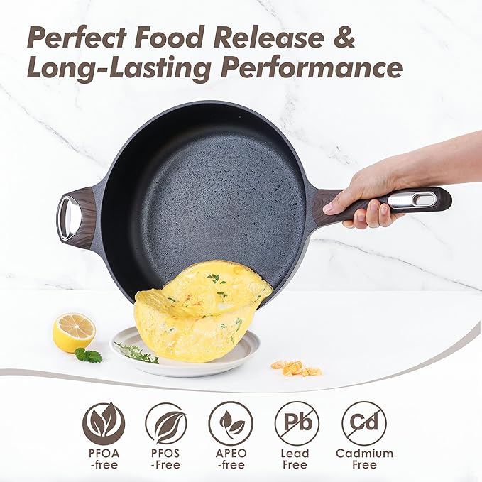 SENSARTE Nonstick Cookware Set 13-PieceStay-Cool Handles PFOA Free12 Inch Nonstick Frying Pan Skillet with LidInduction Pan