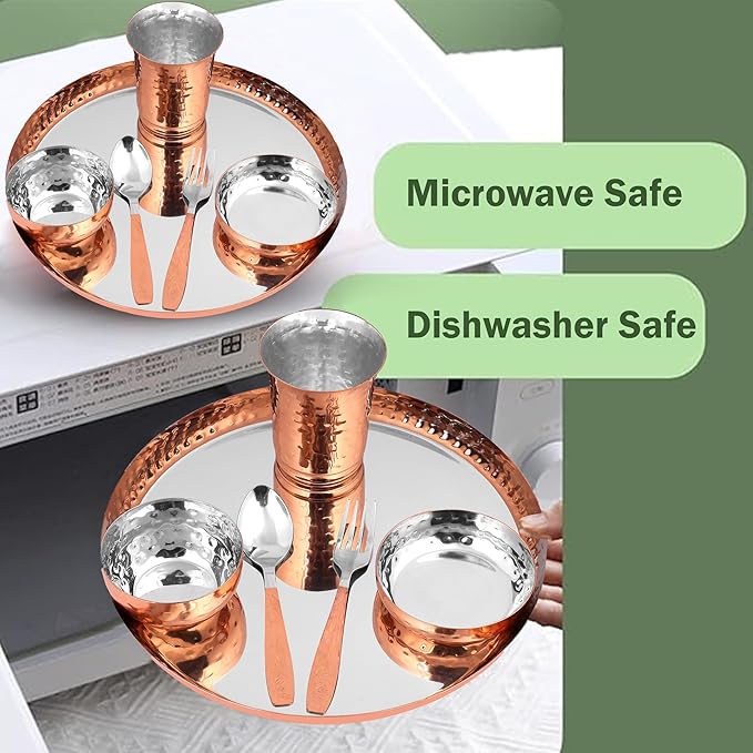 STEEL Stainless Steel Premium Series Laser Printed Dinner Set (Copper Set of 6- Serves 1)