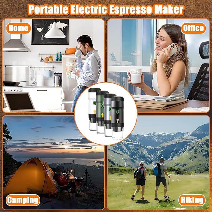 Portable Espresso Machine 3-in-1 Self-Heating Portable Coffee Maker for Travel with Rechargeable Battery Cordless Electric Mini Espresso Maker for RV Hiking Camping Office (White) (White)
