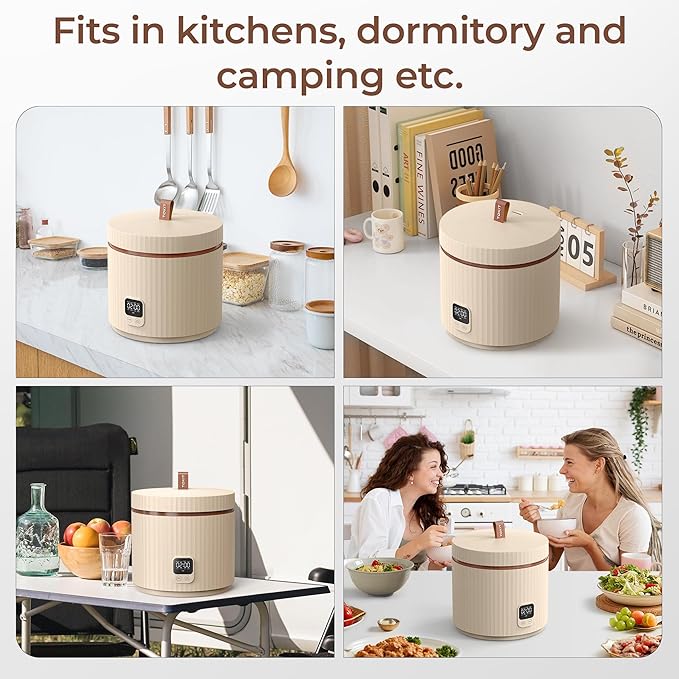 TOKIT Rice Cooker Small 3 Cup Uncooked /6 Cup Cooked Modern Multifunctional Mini Rice Cooker with Display Touch Button for 1-3 People Ceramic Coated Non-Stick Pot 8 Cook Functions - Cooking &amp War