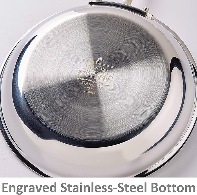 All-Clad D3 3-Ply Stainless Steel Fry Pan with Lid 12 Inch Induction Oven Broil Safe 600F Pots and Pans Cookware &amp D3 Stainless Steel Frying Pan 8 and 10 Inch Cookware Set 2 Silver