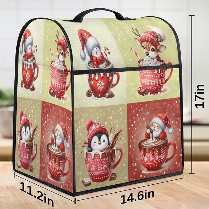 Kitchen Aid Mixer Cover Christmas Snowman Deer Stand Mixer Cover Compatible with 6-8 Quarts Stand Mixers Dust Covers with Zipper Pocket Foldable Washable Kitchen Aid Organizer Bag